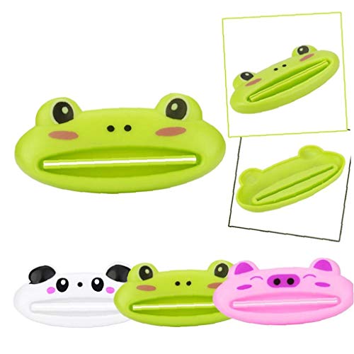Case&Cover 4pcs Tubo De Crema Dental Dispensador del Exprimidor, Clips De Dibujos Animados De Animales De Plástico De Pasta De Dientes para Baño-Panda, Cerdo, Rana, Oso (Random Estilo)