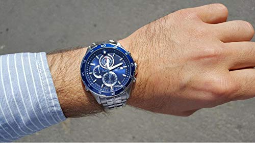 Casio EDIFICE Reloj en caja sólida, 10 BAR, Azul, para Hombre, con Correa de Acero inoxidable, EFR-547D-2AVUEF