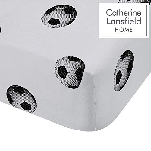 Catherine Lansfield Football Easy Care - Sábana Bajera Ajustable para Cama Individual, Multicolor