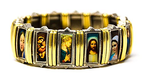 Catholic Gift Shop Ltd - Pulsera con medallas de todos los santos y tarjeta de oración de Lourdes