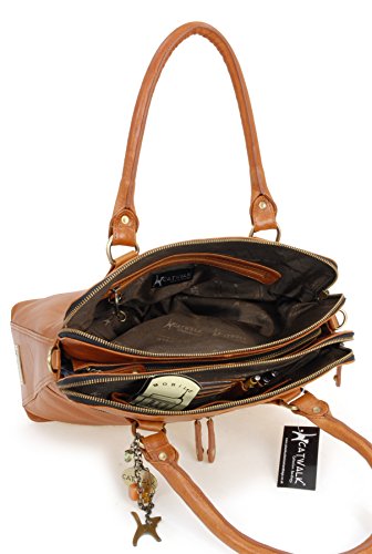 CATWALK COLLECTION - VICTORIA - Bolso de hombro estilo shopper - Cuero vintage - Tostado