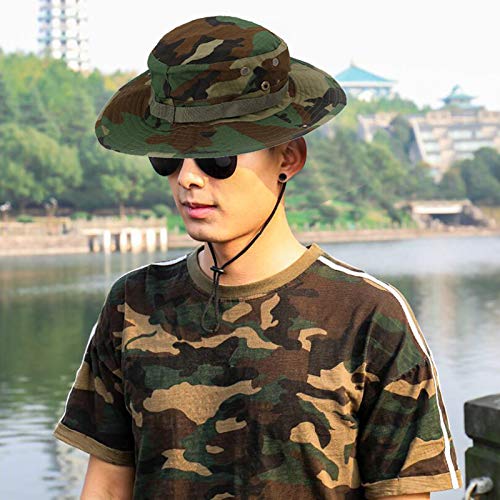 Cdet Sombrero de Cuchara Pesca Militar Caza de Acampada Sombrero de Ancho Brim Hombres Sombrero de Sol al Aire Libre Sombrero de Sol Gorra de Viaje Gorra de Pesca Camuflaje Verde Oscuro