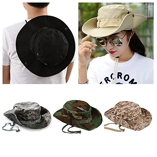 Cdet Sombrero de Cuchara Pesca Militar Caza de Acampada Sombrero de Ancho Brim Hombres Sombrero de Sol al Aire Libre Sombrero de Sol Gorra de Viaje Gorra de Pesca Camuflaje Verde Oscuro