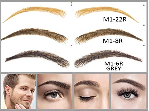 Cejas artificiales, semi permanentes de pelo 100% natural para pegar - hecho a mano (M1-8R)