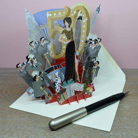 "Celebración del 50 cumpleaños" ¡Qué mujer! Tarjeta de felicitación emergente 3D