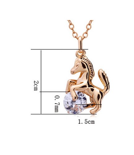 Celebrity Jewellery Oro Chapado Caballo Colgante con Pequeño Collar Rhinestone Mujeres CBJE0055