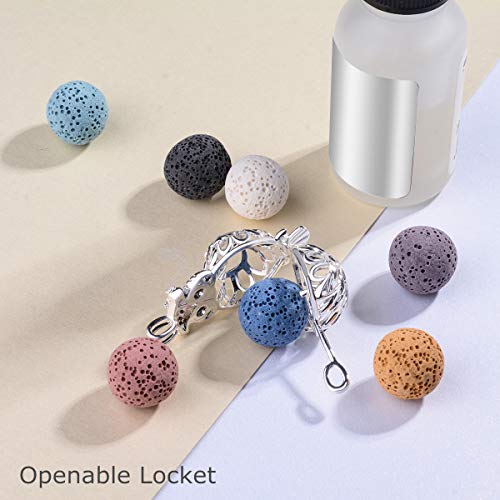 CELESTIA Aromaterapia Joyas para Mujeres Niñas, Plateado Difusor Collares de Aceites Esenciales Perfume, Búho Colgante con 61CM Serpiente Cadena, 7 Reutilizable Lava, Alivio de la Ansiedad