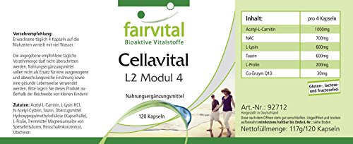 Cellavital - Dosis elevada - 120 Cápsulas - Antioxidantes en complejo con acetil-L-carnitina, taurina, Q10 y más - Calidad Alemana