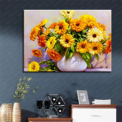 CELLYONE MEEKIS Crisantemo Imperial en florero Arte de Lienzo preimpreso por Pintura Digital Tienda Hotel Familia decoración Especial 40x50cm