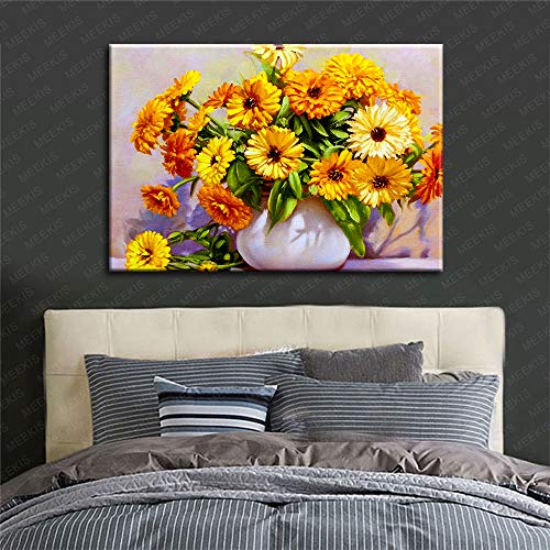 CELLYONE MEEKIS Crisantemo Imperial en florero Arte de Lienzo preimpreso por Pintura Digital Tienda Hotel Familia decoración Especial 40x50cm