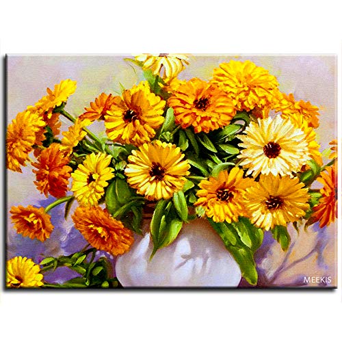 CELLYONE MEEKIS Crisantemo Imperial en florero Arte de Lienzo preimpreso por Pintura Digital Tienda Hotel Familia decoración Especial 40x50cm