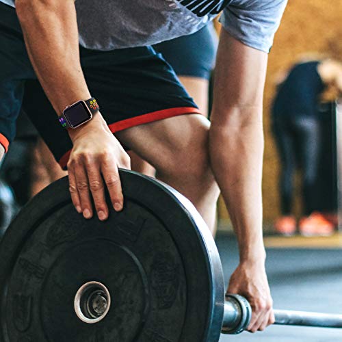 CeMiKa Correa Compatible con Apple Watch Correa 38mm 40mm 42mm 44mm, Suave Silicona Deporte Correa con Compatible con Apple Watch SE/iWatch Series 6 5 4 3 2 1, 42mm/44mm-M/L, Negro/Colorido