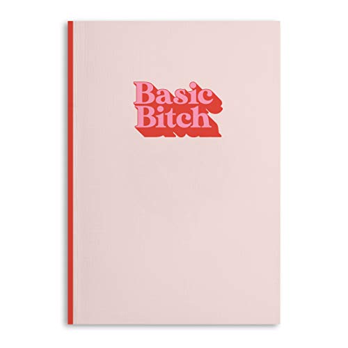 Central 23 - Cuaderno para hombre y mujer - A5 para oficina o escuela - 'Basic B**ch' - Diseño divertido - Rosa - Páginas a rayas - Bloc de notas
