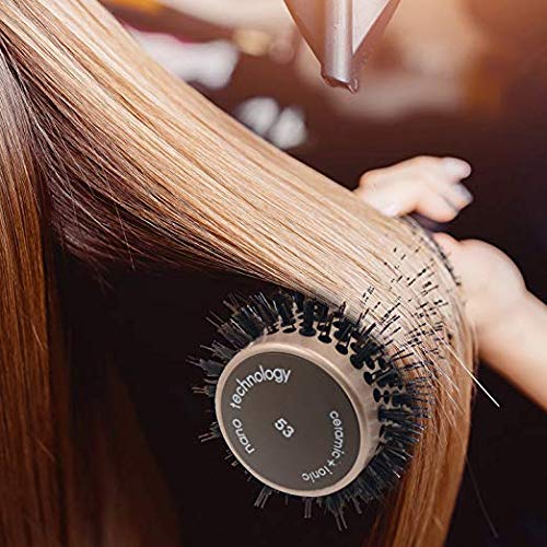Cepillo de pelo redondo del barril de FIXBODY con las cerdas del jabalí, capa de cerámica termal nano y tecnología iónica para el pelo que labra y agrega el brillo (84mm barril 53mm)