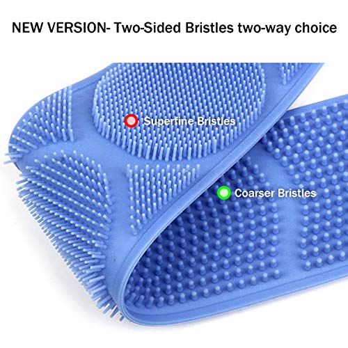 Cepillo de silicona para espalda Cepillo de baño para el cuerpo: Nueva versión 2020 Limpiador de espalda Exfoliante de ducha para masaje de espalda, silicona de doble cara alargadora（púrpura）