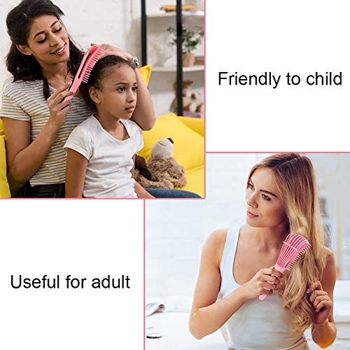 Cepillo Desenredante | Cepillo de Pelo Afro Rosa Práctico Cepillo de Pelo Natural Peine para Cabello Ondulado, Largo y Rizado, Grueso y Húmedo, con Cepillo de Pelo y Cuerda para El Cabello