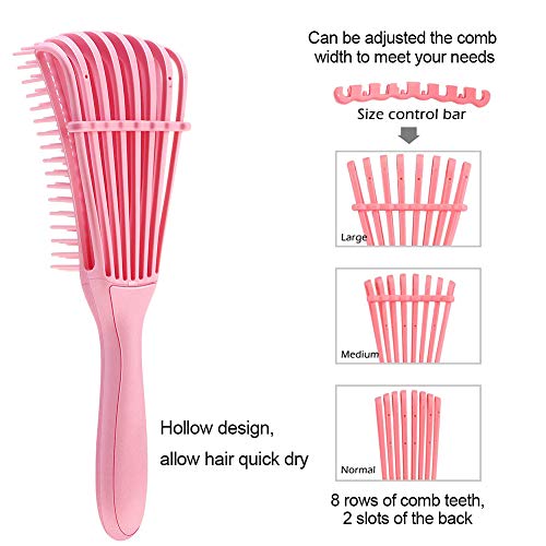 Cepillo Desenredante | Cepillo de Pelo Afro Rosa Práctico Cepillo de Pelo Natural Peine para Cabello Ondulado, Largo y Rizado, Grueso y Húmedo, con Cepillo de Pelo y Cuerda para El Cabello