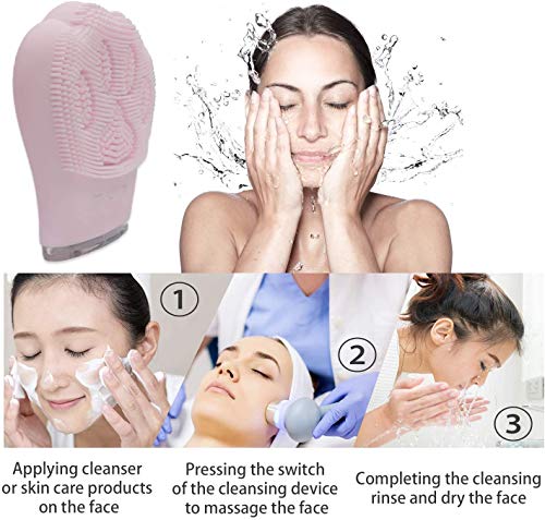 Cepillo Limpieza Facial Masajeador Facial, PTN Recargable Impermeable Vibrante Sistema limpieza Facial con Silicona Suave, Dispositivo Cuidado la Piel Anti-Agilng para Todo Tipo Pieles Eliminación