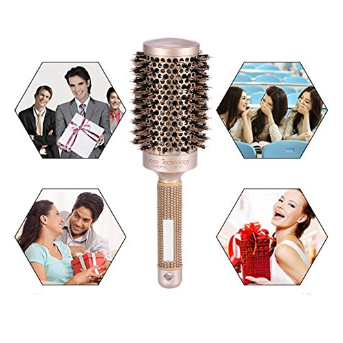 Cepillo nano cerámico iónico redondo para el secado de cabello con 4 dimensiones Cepillo del hierro de cerámica para secarse, el labrar, el encresparse (25mm)
