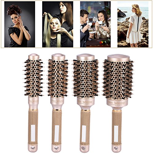 Cepillo nano cerámico iónico redondo para el secado de cabello con 4 dimensiones Cepillo del hierro de cerámica para secarse, el labrar, el encresparse (25mm)