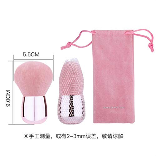 Cepillo portátil para rubor retráctil con tapa protectora para polvos sueltos (herramienta para pinceles para maquillaje en polvo, rubor en polvo) cabeza redonda de oro rosa, rojo Armani