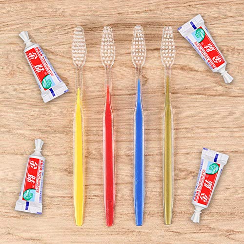 Cepillos de Dientes Desechables,20 pcs Cepillos Dientes Desechables Con Pasta de Dientes Hotel de Camping Cepillos de Dientes de Viaje Kit(5 colores)