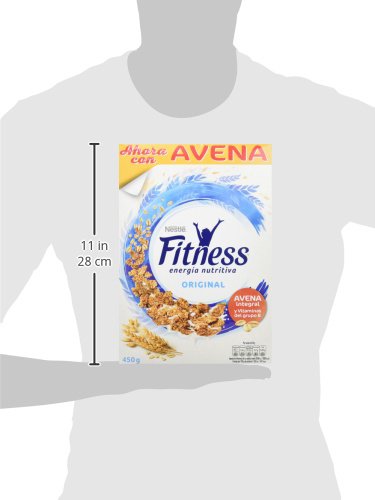 Cereales Nestlé Fitness Original - Copos de trigo integral, arroz y avena integral tostados - 12 paquetes de cereales de 450g