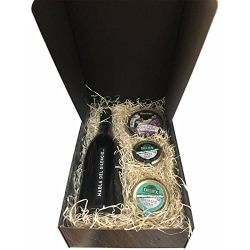 cesta de regalo Navidad en estuche con vinos y cremas de quesos y paté