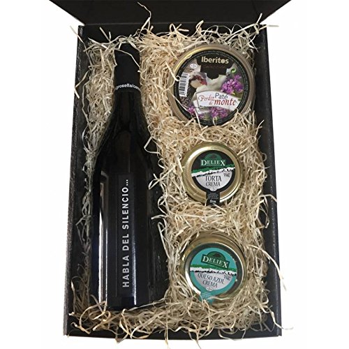 cesta de regalo Navidad en estuche con vinos y cremas de quesos y paté