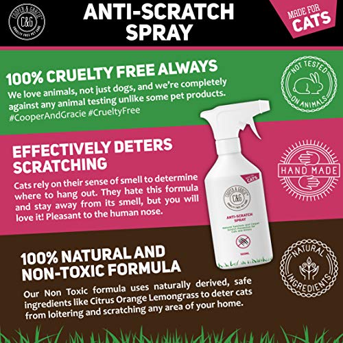C&G CATS SPRAY ANTI ARAÑAZOS 500ML | MEJOR REPELENTE DE ARAÑAZOS DE GATO | PROTEGE LOS MUEBLES | SEGURO PARA EL SUELO DE TELA Y MÁS | LIBRE DE CRUELDAD DE ORIGEN VEGETAL