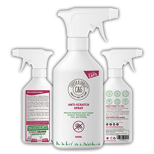 C&G CATS SPRAY ANTI ARAÑAZOS 500ML | MEJOR REPELENTE DE ARAÑAZOS DE GATO | PROTEGE LOS MUEBLES | SEGURO PARA EL SUELO DE TELA Y MÁS | LIBRE DE CRUELDAD DE ORIGEN VEGETAL