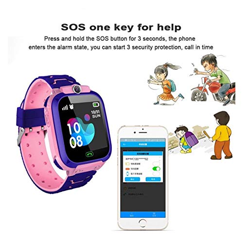 CGGA P12 Impermeable niños Inteligentes Reloj SOS-Antil perdido SmartWatch bebé Tarjeta SIM 2G Reloj Llamar Ubicación Rastreador SmartWatch Regalo del niño para (Color : 2)