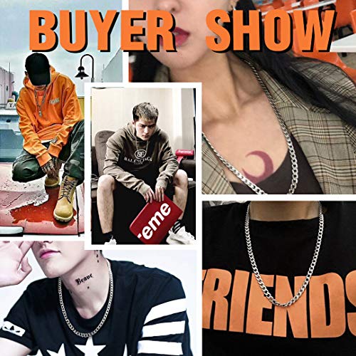 ChainsHouse Cadena Gruesa Hombre Collar Negro de Acero inoxiddable 5mm Ancho 51cm Largo Regalo Dia de Padre