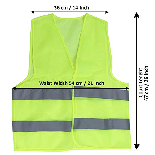 Chaleco Alta Visibilidad (Pack de 12) - Grande (54x67cm) Chaleco Seguridad Amarillo con Tiras Grises Reflectantes para Correr, Ciclismo, Agente de Tránsito, Seguridad, Hombres y Mujeres, Policía