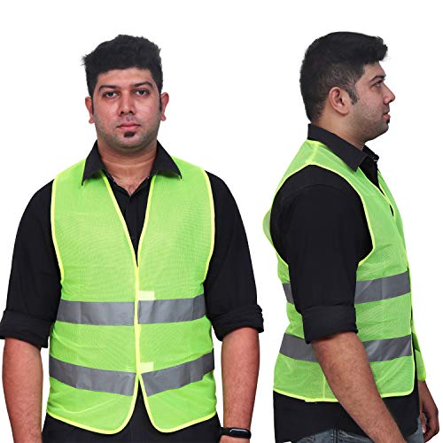 Chaleco Alta Visibilidad (Pack de 12) - Grande (54x67cm) Chaleco Seguridad Amarillo con Tiras Grises Reflectantes para Correr, Ciclismo, Agente de Tránsito, Seguridad, Hombres y Mujeres, Policía