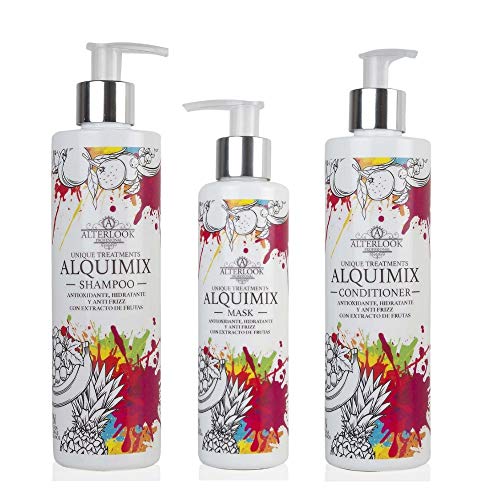 Champú + Acondicionador + Mascarilla Protección Color, Hidratación, y Antiencrespamiento - Sin Parabenos Sin Sulfatos Sin Siliconas - Antioxidante y Anti Frizz - Aceites Naturales Alquimix