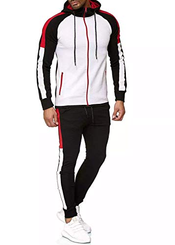 Chándal Completo para Hombre, Moda Slim Fit Conjunto Deportivo de Manga Larga Casual Sudadera con Capucha + Pantalones Deportivos Conjuntos