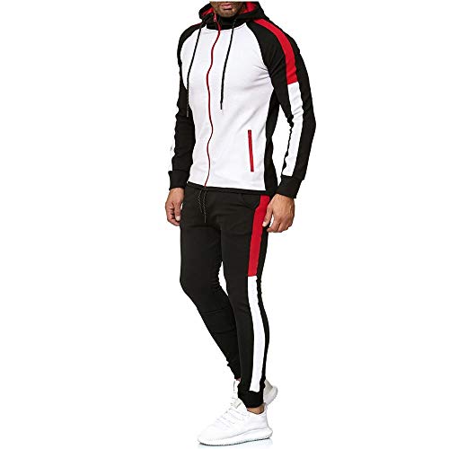 Chándal Completo para Hombre, Moda Slim Fit Conjunto Deportivo de Manga Larga Casual Sudadera con Capucha + Pantalones Deportivos Conjuntos