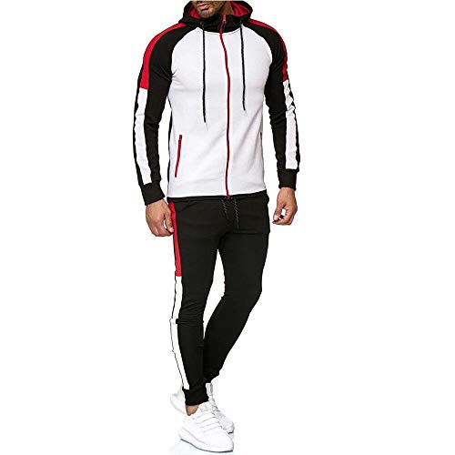 Chándal Completo para Hombre, Moda Slim Fit Conjunto Deportivo de Manga Larga Casual Sudadera con Capucha + Pantalones Deportivos Conjuntos