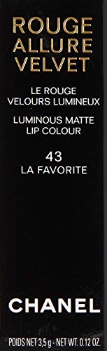 Chanel Rouge Allure Velvet - Barra de labios, color 43-la favorite, 3,5 gr