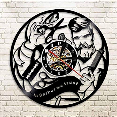 CHANGWW Reloj de Pared led Mute Disco de Vinilo Reloj de Pared peluquería salón de Belleza Tienda Reloj de Pared decoración en peluquería Creemos Regalo de peluquería