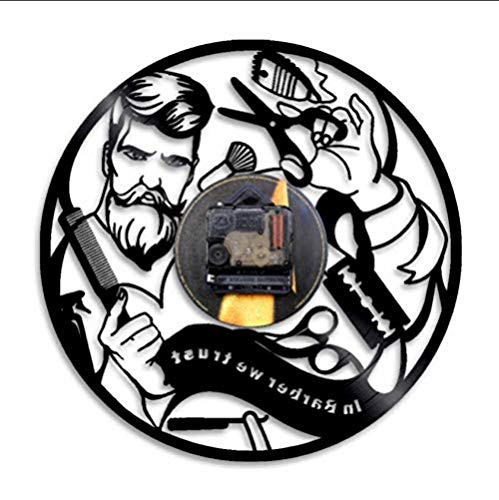 CHANGWW Reloj de Pared led Mute Disco de Vinilo Reloj de Pared peluquería salón de Belleza Tienda Reloj de Pared decoración en peluquería Creemos Regalo de peluquería