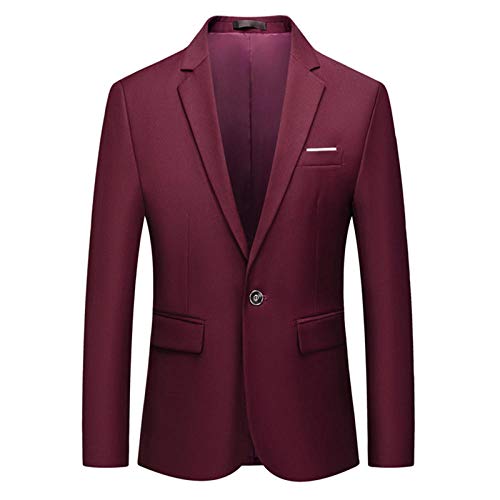Chaqueta de Traje de Hombre otoño Negocio Formal Color sólido Novio Vestido de Novia Talla Grande 6XL Chaqueta de Trabajo -Burgo_4XL
