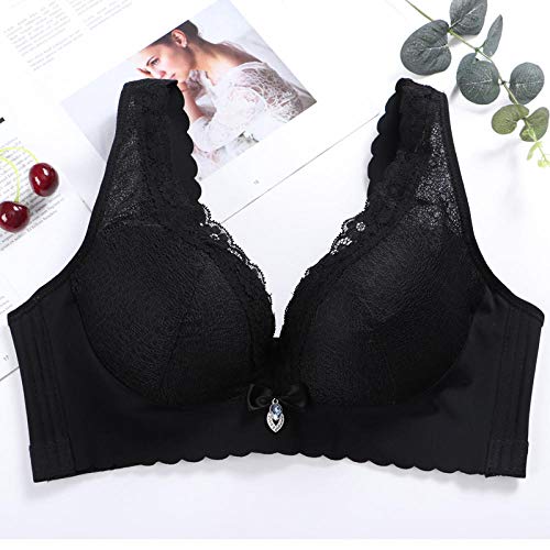 Charm4you Aucun anneau Soutien-Gorge de réglage Confortable, Sous-vêtements de Soutien-Gorge à bandoulière réglable à Section Mince-Noir_42 / 95