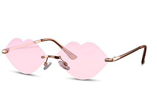 Cheapass Gafas de Sol Labios Corazones Alocadas Festival Fiesta Gafas de sol Rosa Translúcido Lentes Protección UV400 Hombres Mujeres