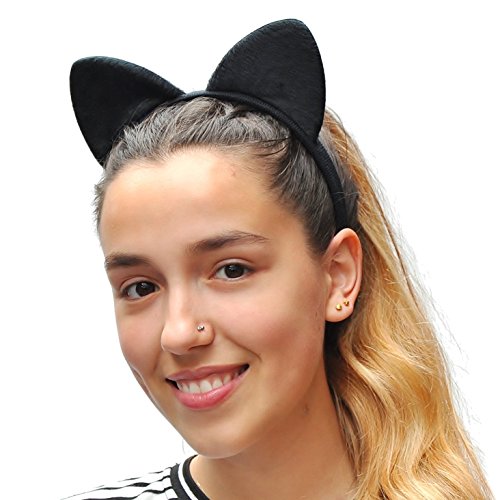 Chelsea Jones - Black Soft Fabric Cat Ears on Headband/ Alice Band