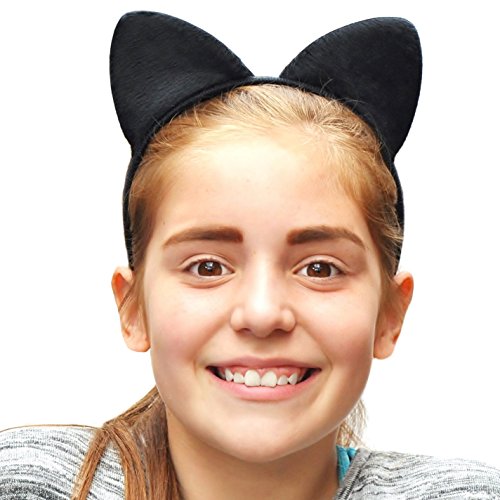 Chelsea Jones - Black Soft Fabric Cat Ears on Headband/ Alice Band