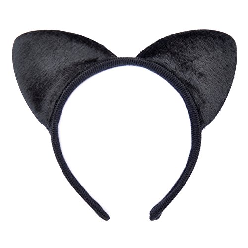 Chelsea Jones - Black Soft Fabric Cat Ears on Headband/ Alice Band