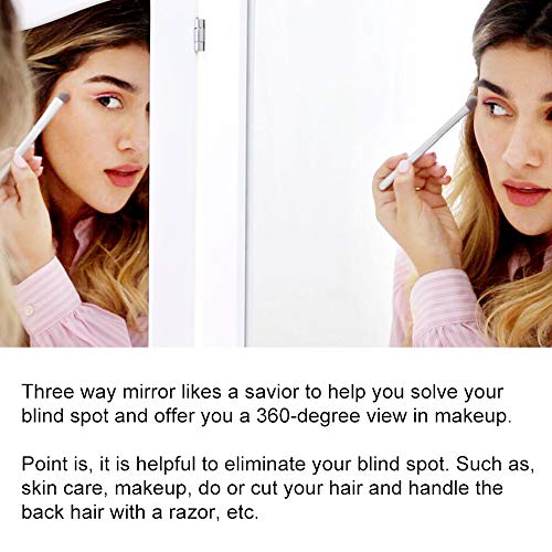 Chende Espejo Triple con Base Desmontable, 3 Piezas Plegable para tocador, Espejo para el tocador, Sobremesa o montado en la Pared (Blanco)