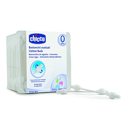 Chicco - Bastoncillos para los oídos con punta segura, 63 unidades